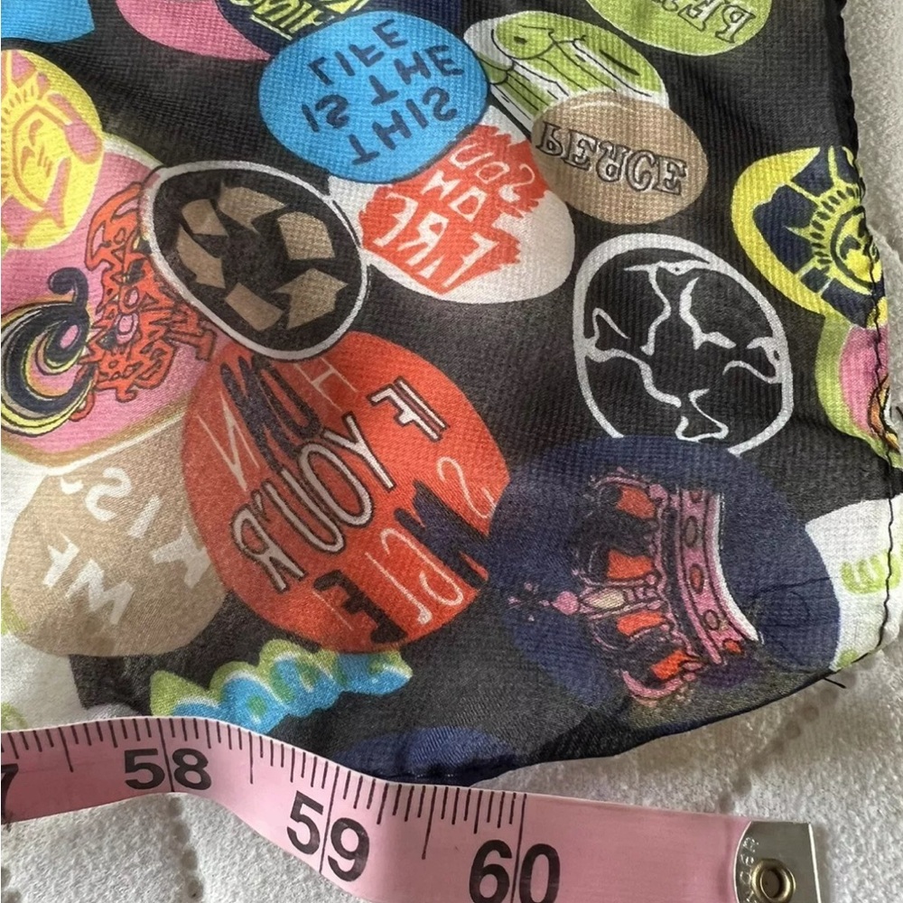 Moschino Silk Peace and Love Activist Button Scarf. - Picture 9 of 13
